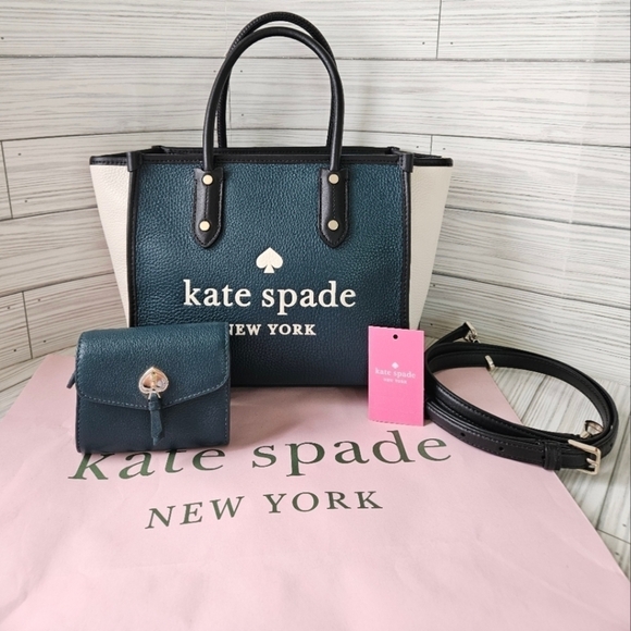 Kate Spade Ella Pebbled Leather Crossbody Bag and Matching Wallet in Peacock - Picture 1 of 17